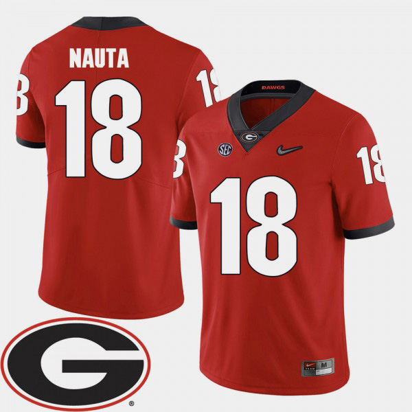 Men's #18 Isaac Nauta Georgia Bulldogs College Football 2018 SEC Patch For Jersey - Red